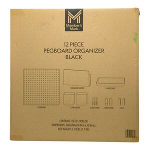 Member's Mark Pegboard Organizer, Multicolor, 12-Piece Set, Black